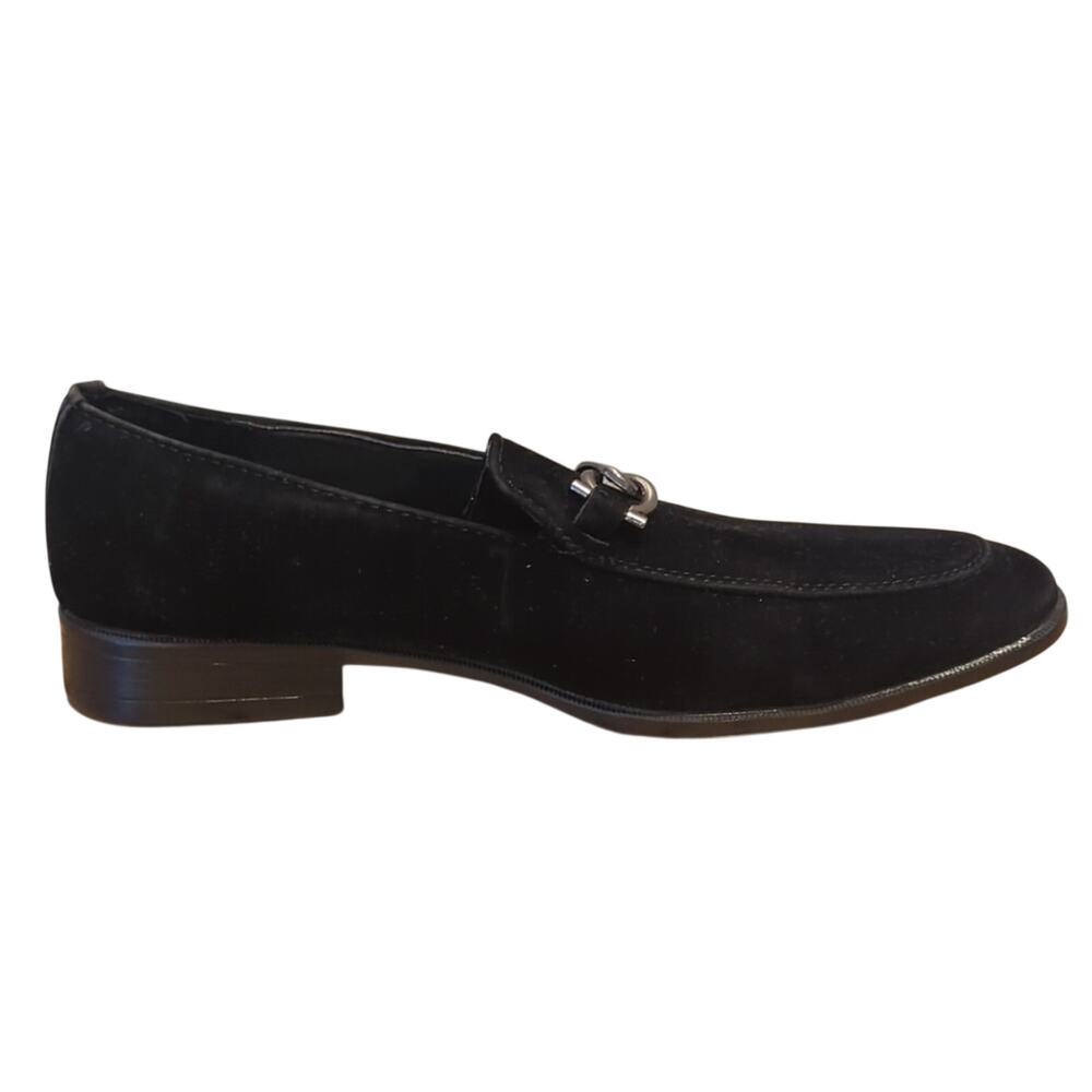 Marco Vitale Collection Black Suede Silver Tone Chain Slide On Loafer Men's 7.5 - Picture 6 of 12